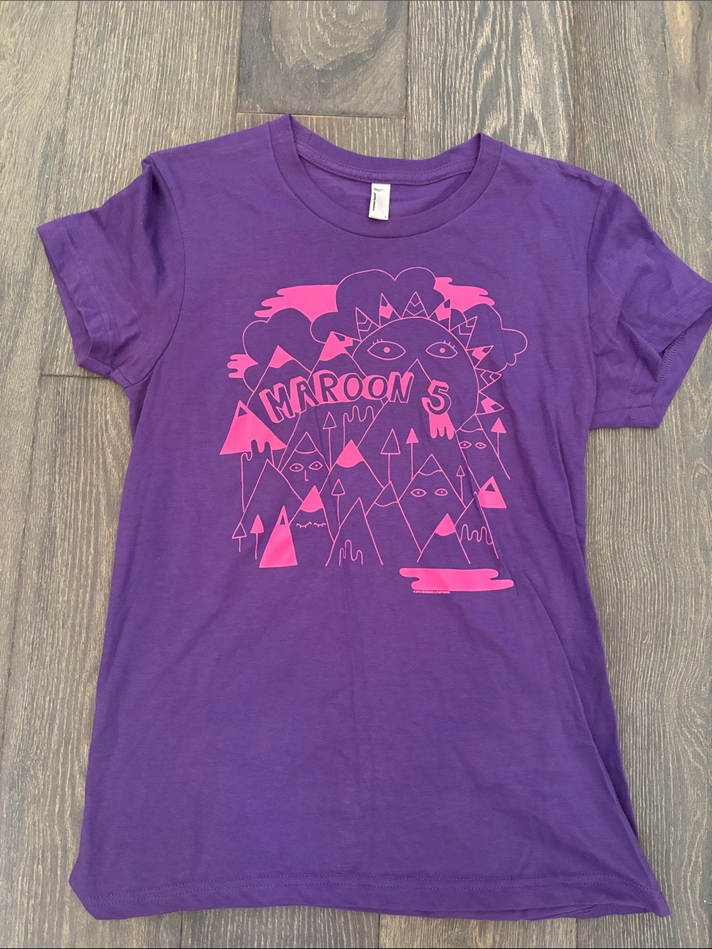 American Apparel Purple Tee with Pink Maroon 5 Graphic